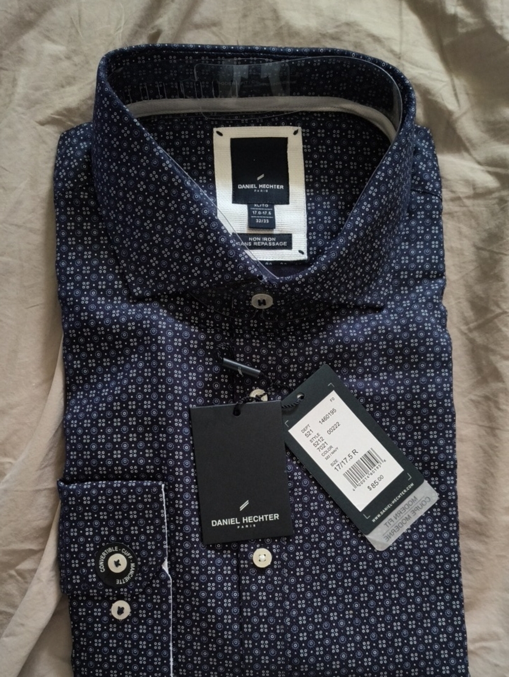 Daniel Hechter Navy Micro Geometric Print Men's Dress Shirt
